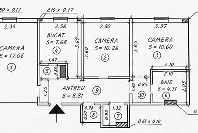 Apartament cu 3 camere decomandat în Mărăști