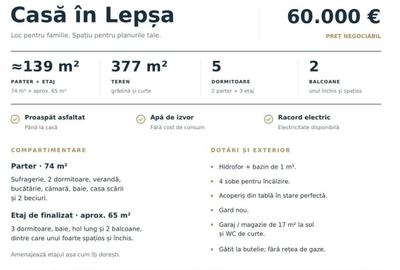 Casă cu 4 camere în Lepșa