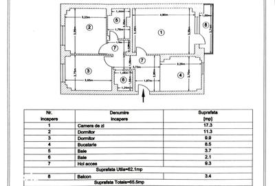Apartament cu 3 camere decomandat în Central