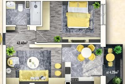 Apartament cu 2 camere decomandat în Sânnicoară