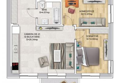 Apartament cu 3 camere decomandat, mobilat în Domenii - 1