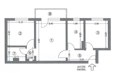 Apartament cu 3 camere semidecomandat în Casa de Cultură