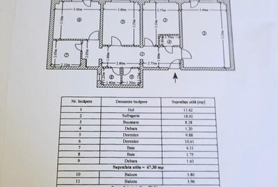 Apartament cu 3 camere decomandat în Militari