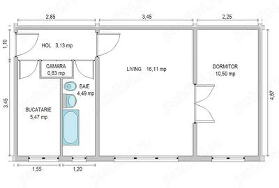 Apartament cu 2 camere semidecomandat în Șagului
