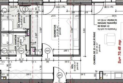 Apartament cu 3 camere semidecomandat în Mărăști