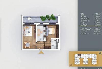 Apartament cu 2 camere decomandat în Titan - 2