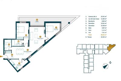 Apartament cu 3 camere semidecomandat în Între Lacuri - 2