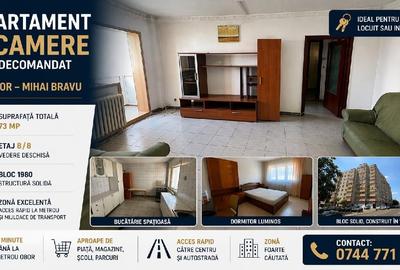 Apartament cu 3 camere semidecomandat în Obor
