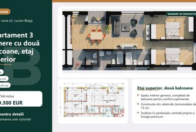 Apartament cu 3 camere semidecomandat în Calea Moldovei