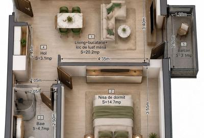 Apartament cu 2 camere decomandat, mobilat în Dâmbul Rotund - 7