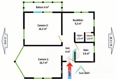 Apartament cu 2 camere decomandat, mobilat în Bulgaria