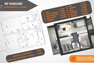 Apartament cu 3 camere decomandat în Central - 2