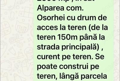 Teren de 2600 mp, în Alparea
