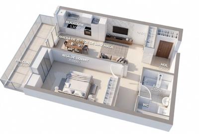 Apartament cu 2 camere decomandat în Dâmbul Rotund