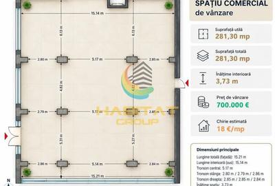 Spațiu comercial, de 281 mp, în Central