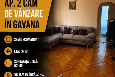 Apartament cu 2 camere semidecomandat, mobilat în Găvana