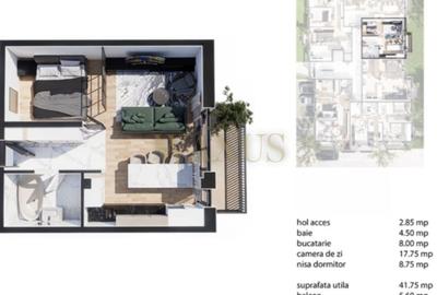 Apartament cu 2 camere semidecomandat în Baciu - 1