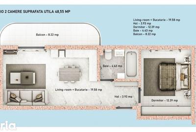 Apartament cu 2 camere decomandat, mobilat în Dobroești - 5