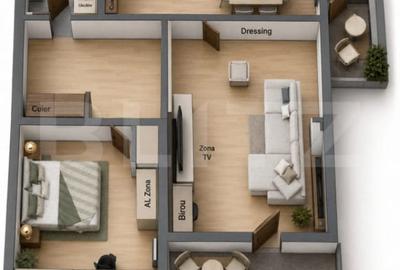 Apartament cu 2 camere semidecomandat în Central