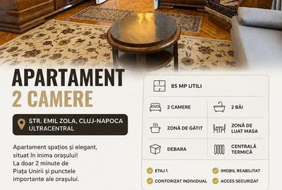 Apartament cu 2 camere circular, mobilat în Central