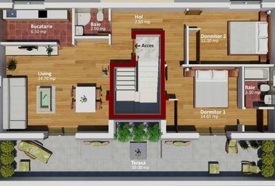 Apartament cu 3 camere decomandat, mobilat în Chitila