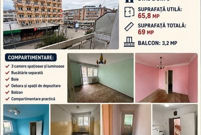 Apartament cu 3 camere decomandat în Central