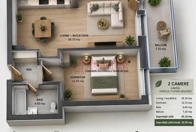 Apartament cu 2 camere în Apărătorii Patriei