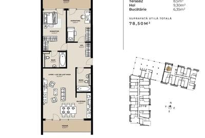 Apartament cu 3 camere semidecomandat în Mărăști