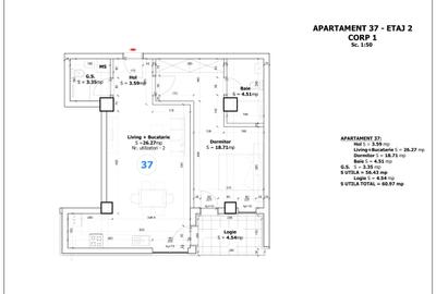 Apartament cu 2 camere decomandat în Otopeni - 1