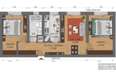 Apartament cu 3 camere în Chiajna