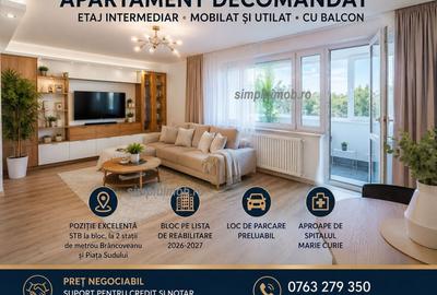 Apartament cu 2 camere decomandat, mobilat în Brâncoveanu
