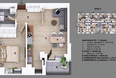 Apartament cu 2 camere în Central - 2