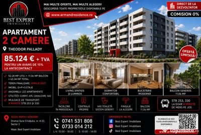 Apartament cu 2 camere decomandat în Theodor Pallady
