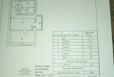 Apartament cu 3 camere semidecomandat în Central