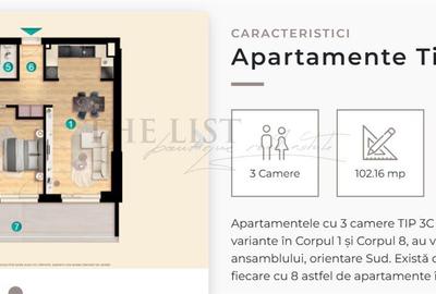 Penthouse cu 3 camere decomandat în Pipera