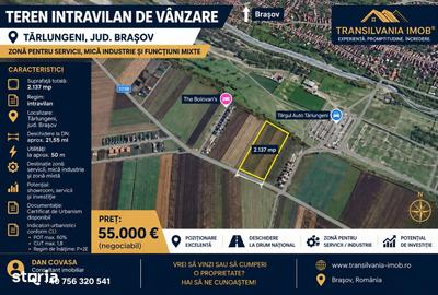 Teren de 2137 mp, în Tărlungeni
