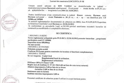 Teren de 600 mp, în Hărman