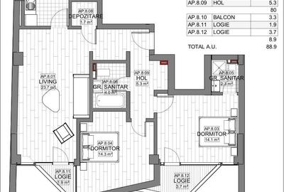 Apartament cu 3 camere în Ștefan cel Mare