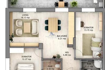 Apartament cu 3 camere decomandat în Central