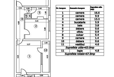 Apartament cu 3 camere semidecomandat în Titan