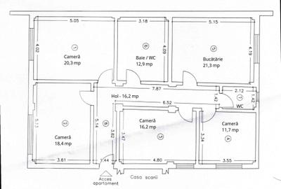 Apartament cu 4 camere, mobilat în Central