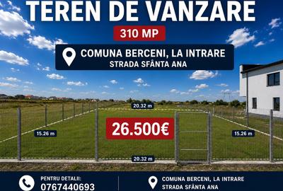 Teren Construcții intravilan de 310 mp, în Berceni - 1