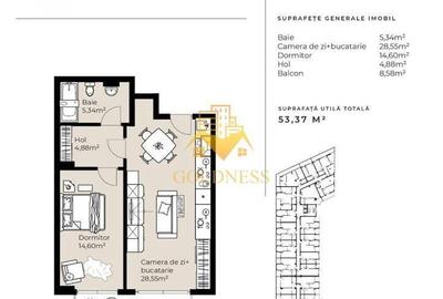 Apartament cu 2 camere semidecomandat în Sopor