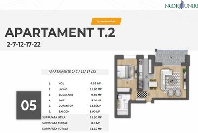 Apartament cu 2 camere decomandat în Unirii - 1