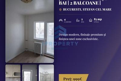 Apartament cu 4 camere semidecomandat în Ștefan cel Mare