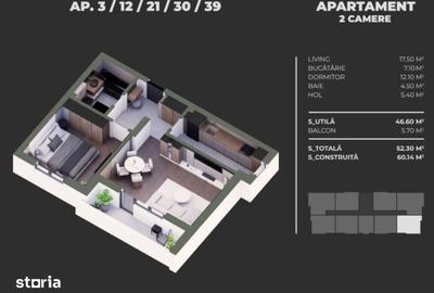 Apartament cu 2 camere decomandat în Central