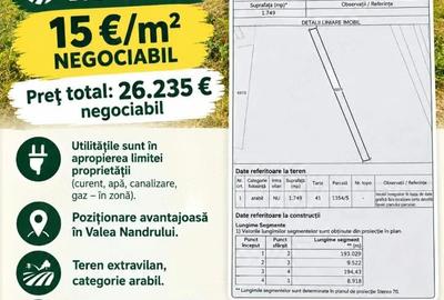 Teren de 1749 mp, în Valea