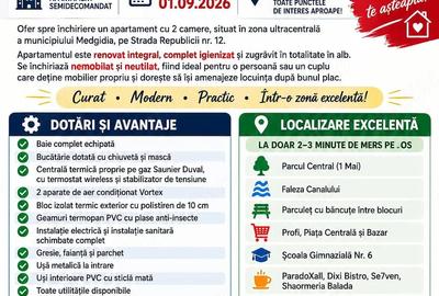 Apartament cu 2 camere semidecomandat în Central