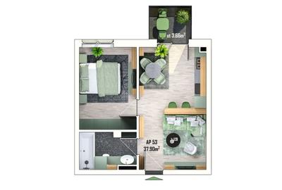 Apartament cu 2 camere în Apahida