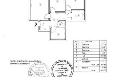 Apartament cu 3 camere semidecomandat în Dorobanți